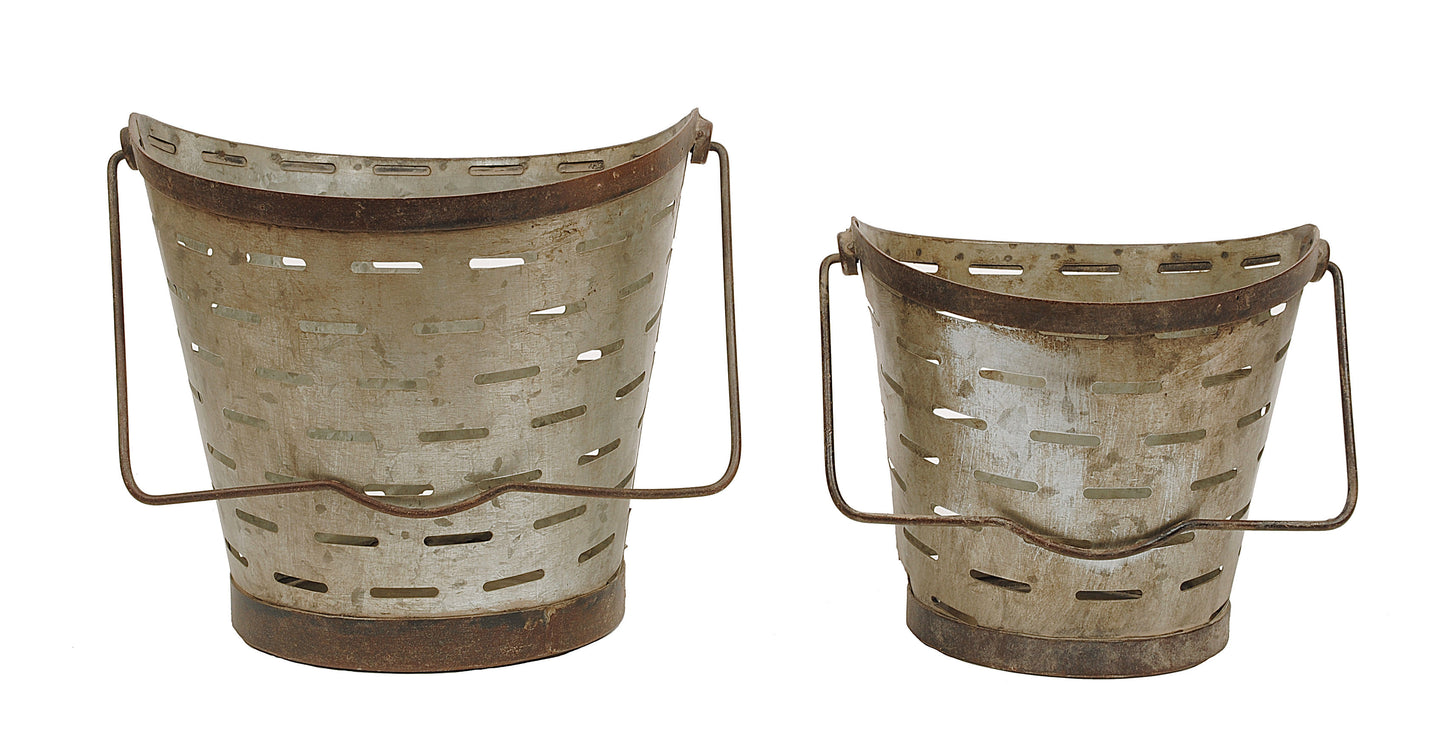 Metal Olive Buckets with Handle