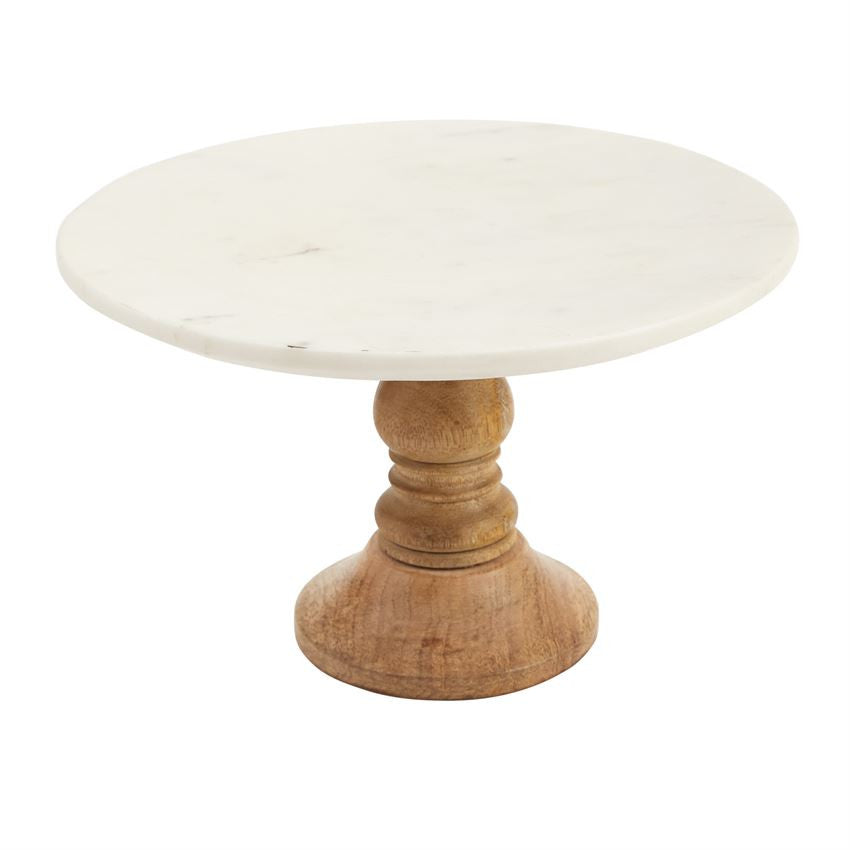 Marble and Wood Cake Stand