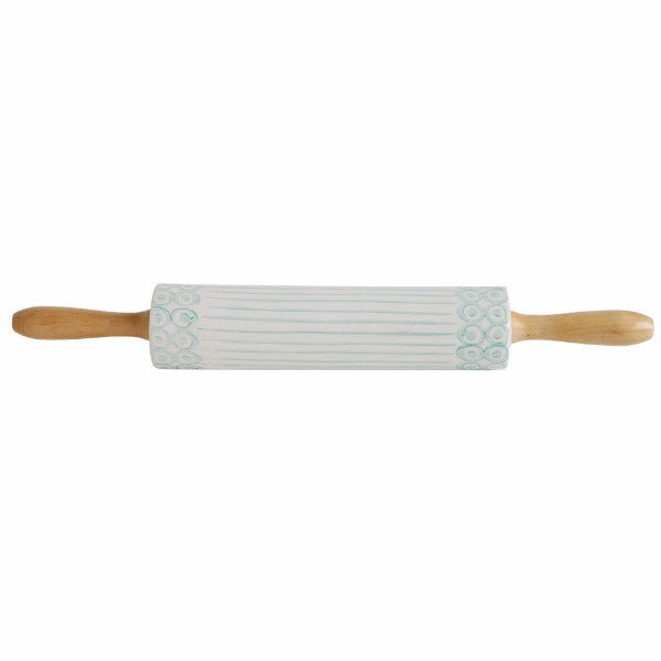 Hand-Painted Rolling Pin with Bamboo Handles