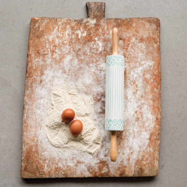 Hand-Painted Rolling Pin with Bamboo Handles