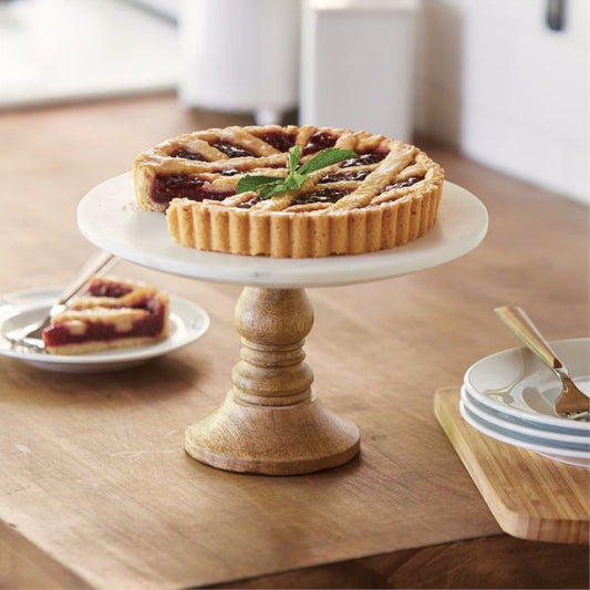 Marble and Wood Cake Stand
