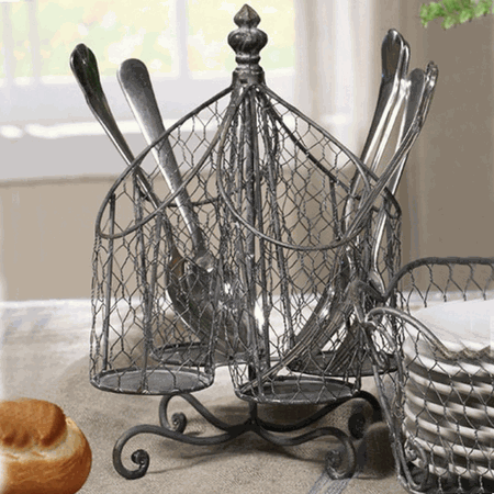 Tin and Wire Utensil Holder
